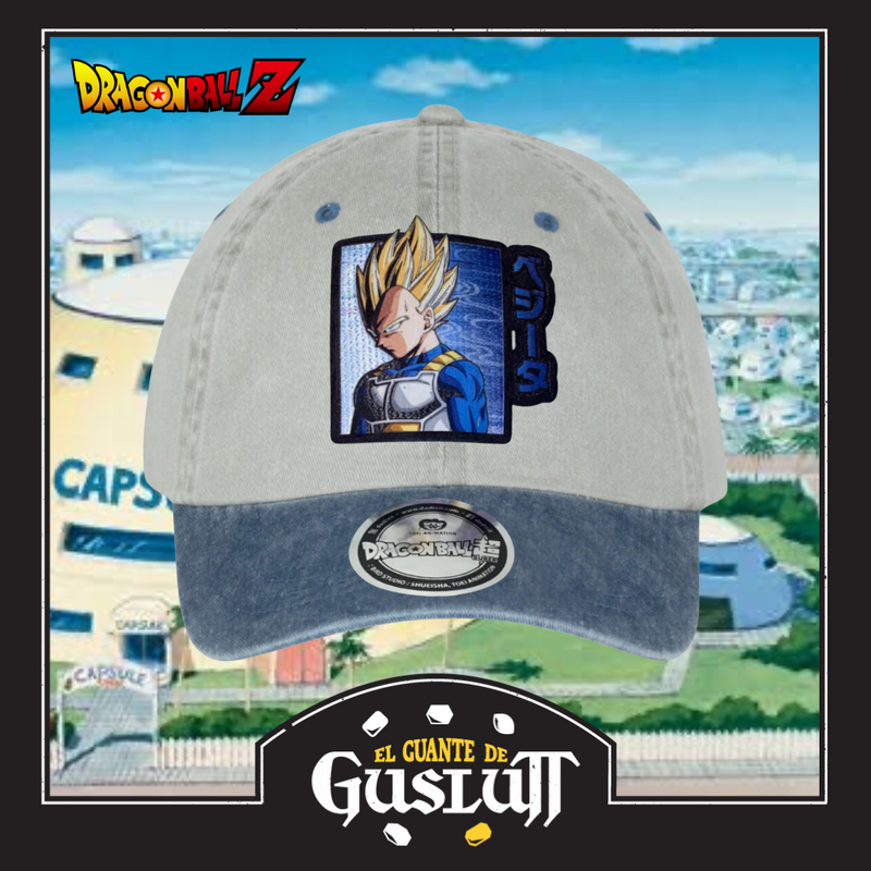 Gorra Dragon Ball Z “Super Saiyan Vegeta” Azul-Beige Vintage