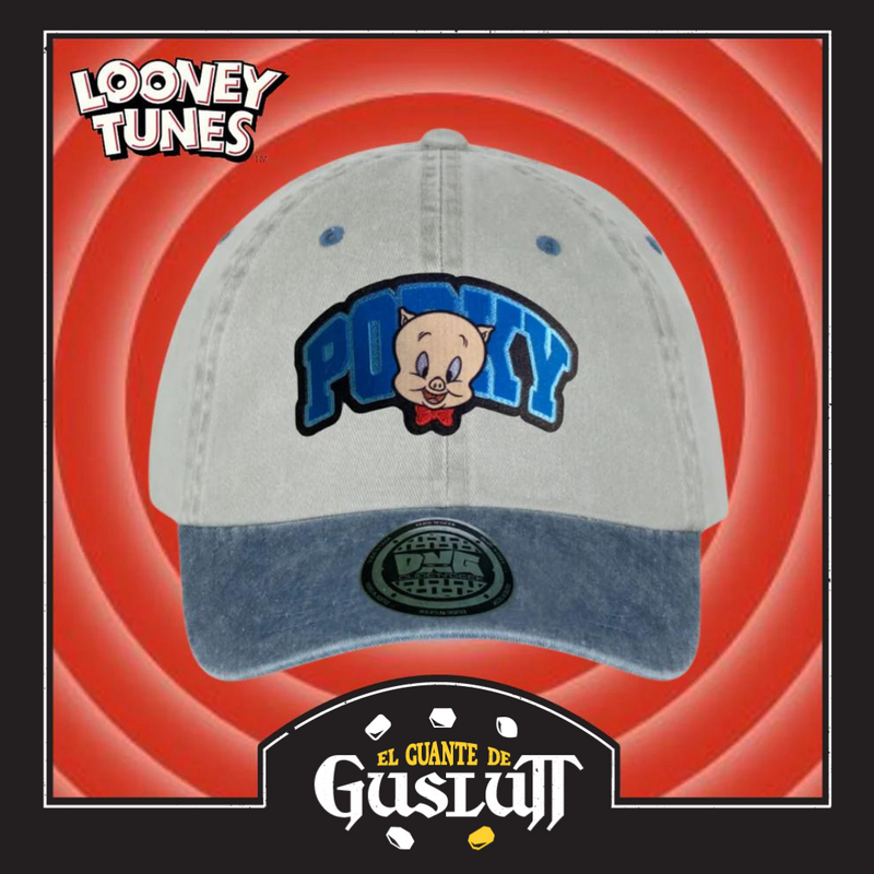 Gorra Looney Tunes “Porky Pig” Beige-Azul Vintage