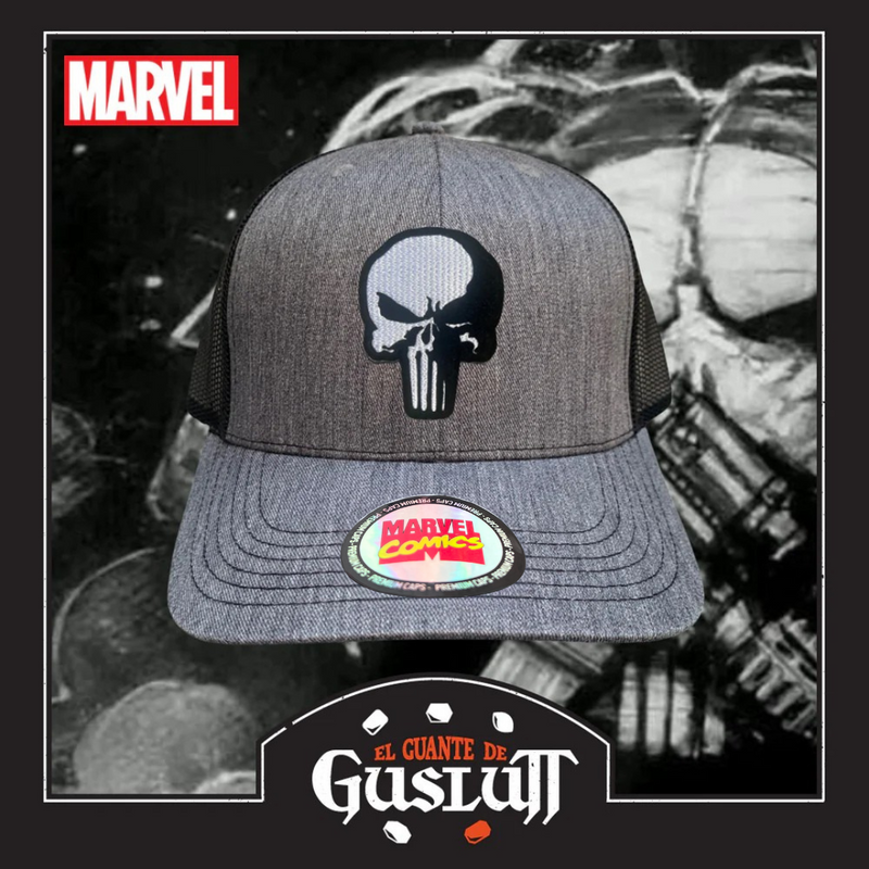 Gorra Marvel “The Punisher” Gris-Negra Premium Trucker