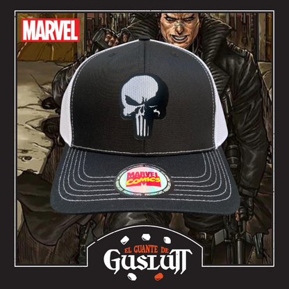 Gorra Marvel “The Punisher” Negra-Blanca Premium Trucker