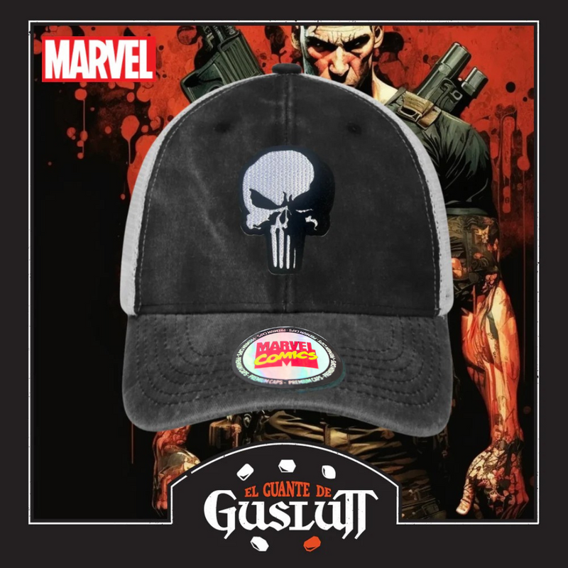 Gorra Marvel “The Punisher” Gris-Blanca Trucker