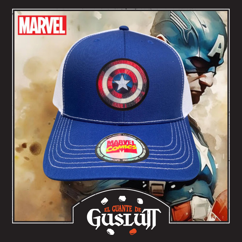 Gorra Marvel Captain America “The First Avenger” Azul-Blanca Premium Trucker