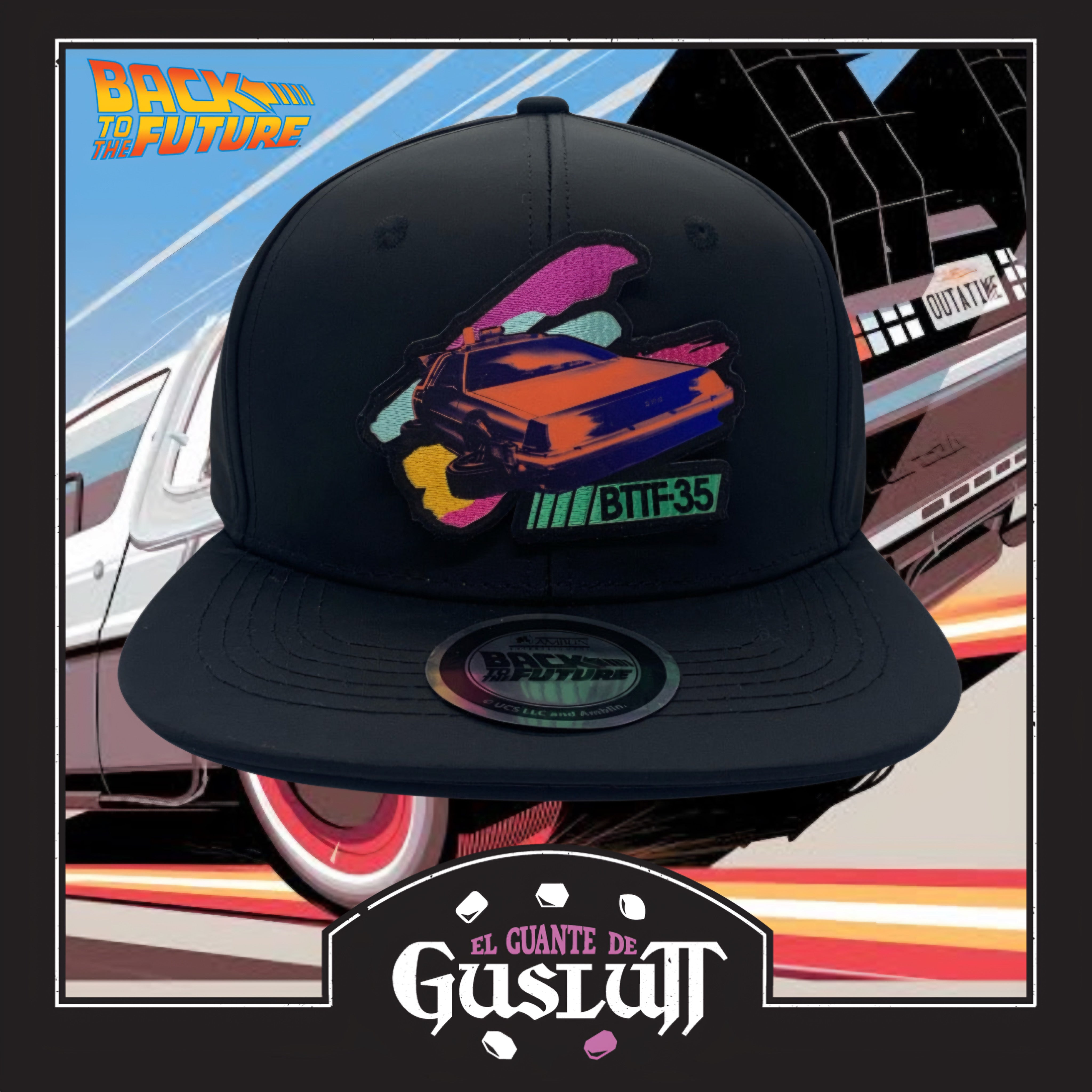 Gorra Back to the Future “Delorean Time Machine 35th Anniversary”  Snapback Negra