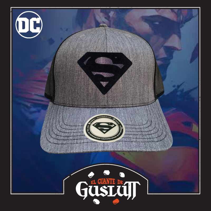 Gorra DC Comics Superman “Black Logo” Gris-Negra Premium Trucker