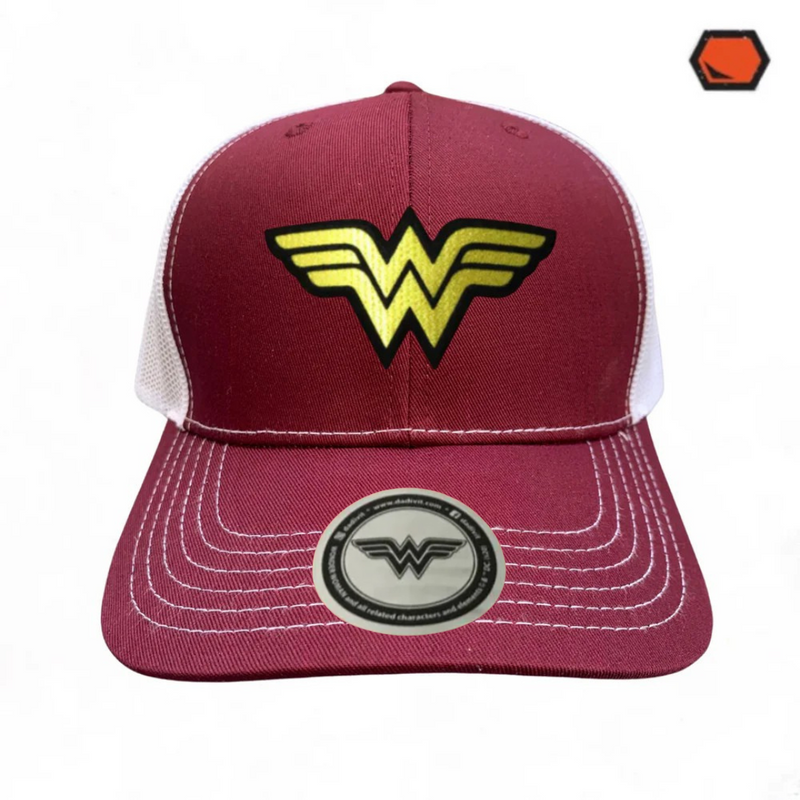 Gorra DC Comics “Wonder Woman Classic Logo” Vino-Blanca Premium Trucker