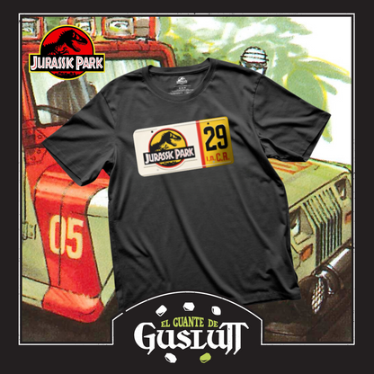 Playera Jurassic Park “Isla Nublar Plate 29” Negra