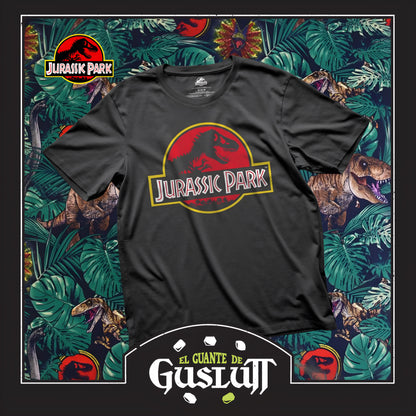 Playera Jurassic Park Red Logo Negra