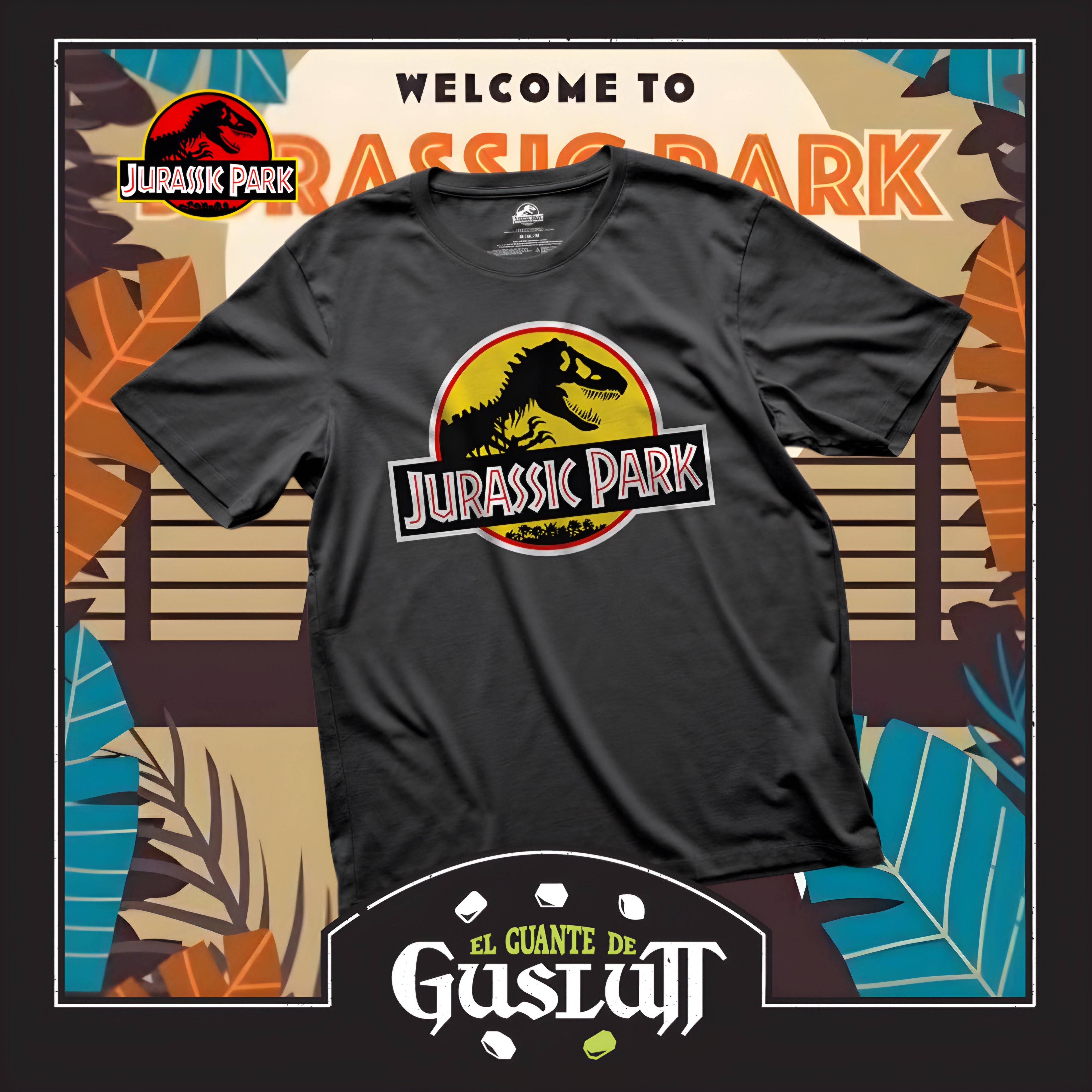 Playera Jurassic Park Yellow Logo Negra