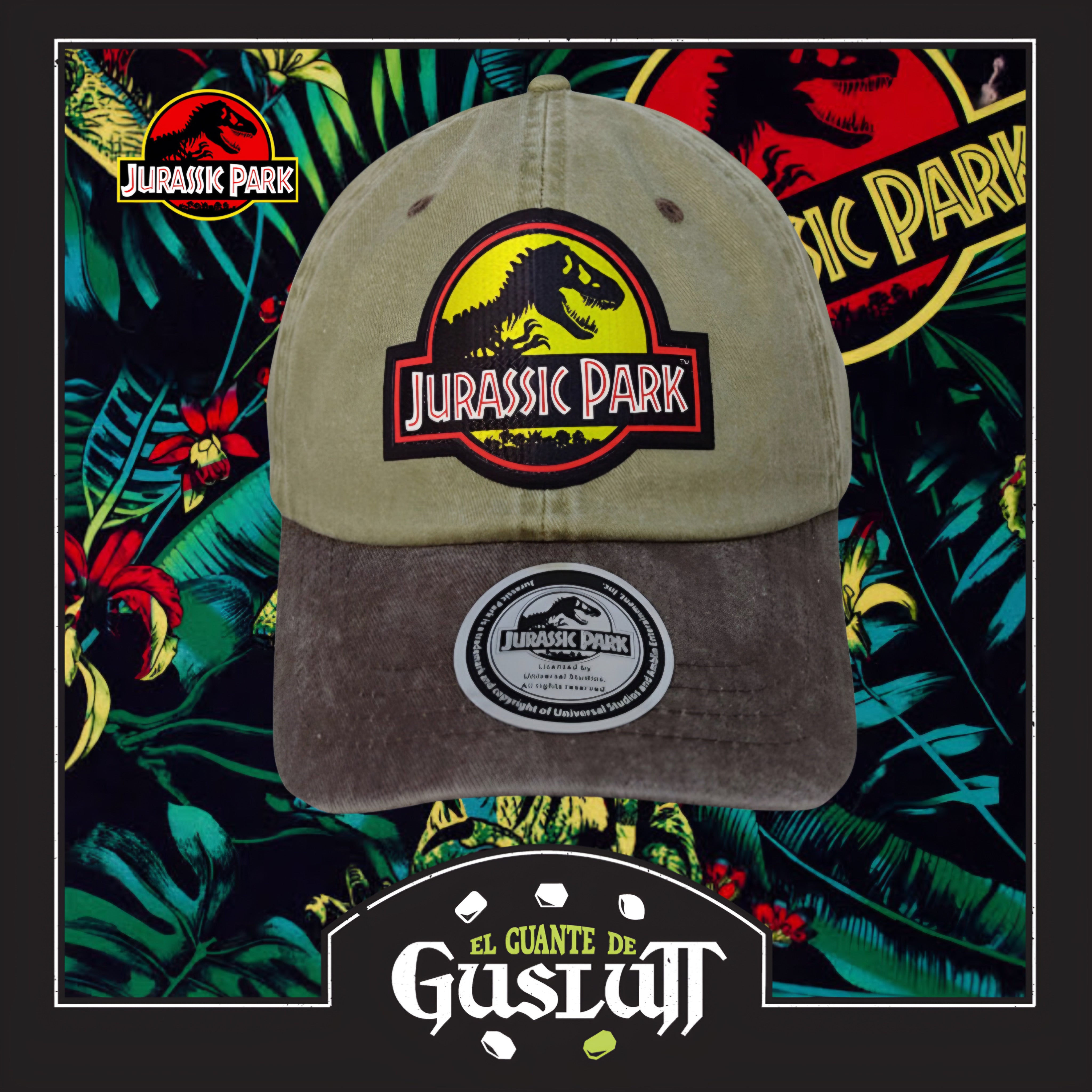 Gorra Jurassic Park Logo Beige-Café Vintage