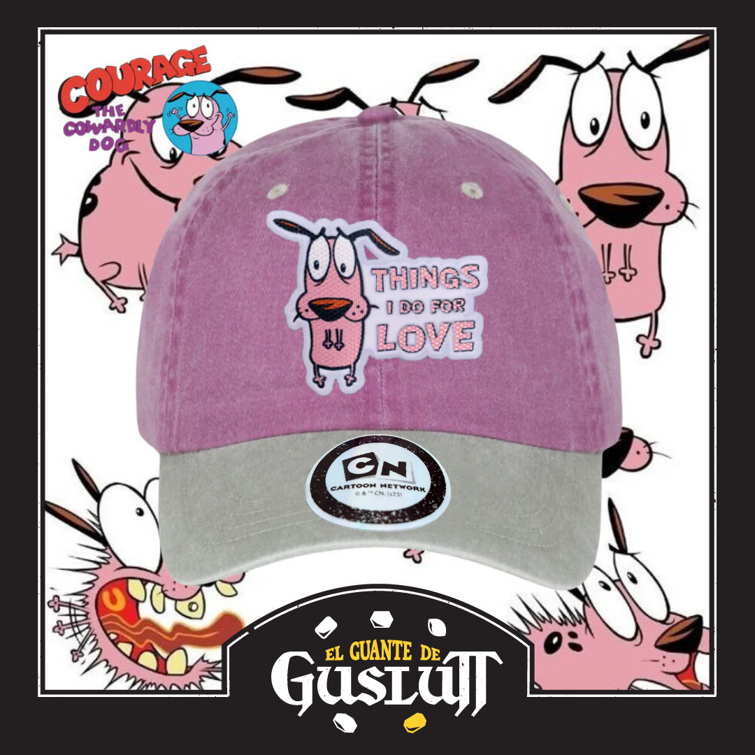 Gorra Cartoon Network Coraje el perro Cobarde “Things I Do For Love” Uva-Beige Vintage