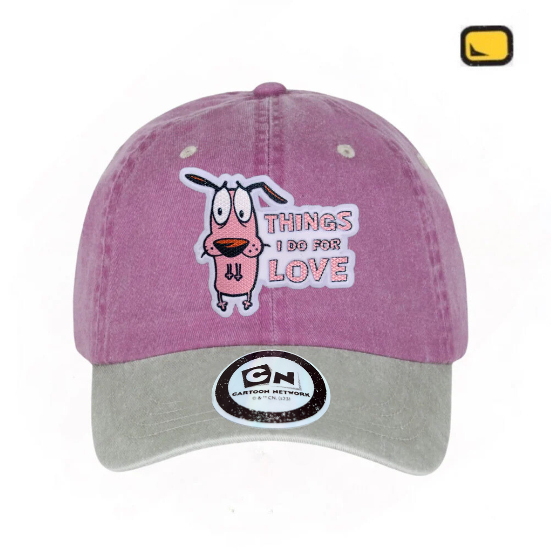 Gorra Cartoon Network Coraje el perro Cobarde “Things I Do For Love” Uva-Beige Vintage