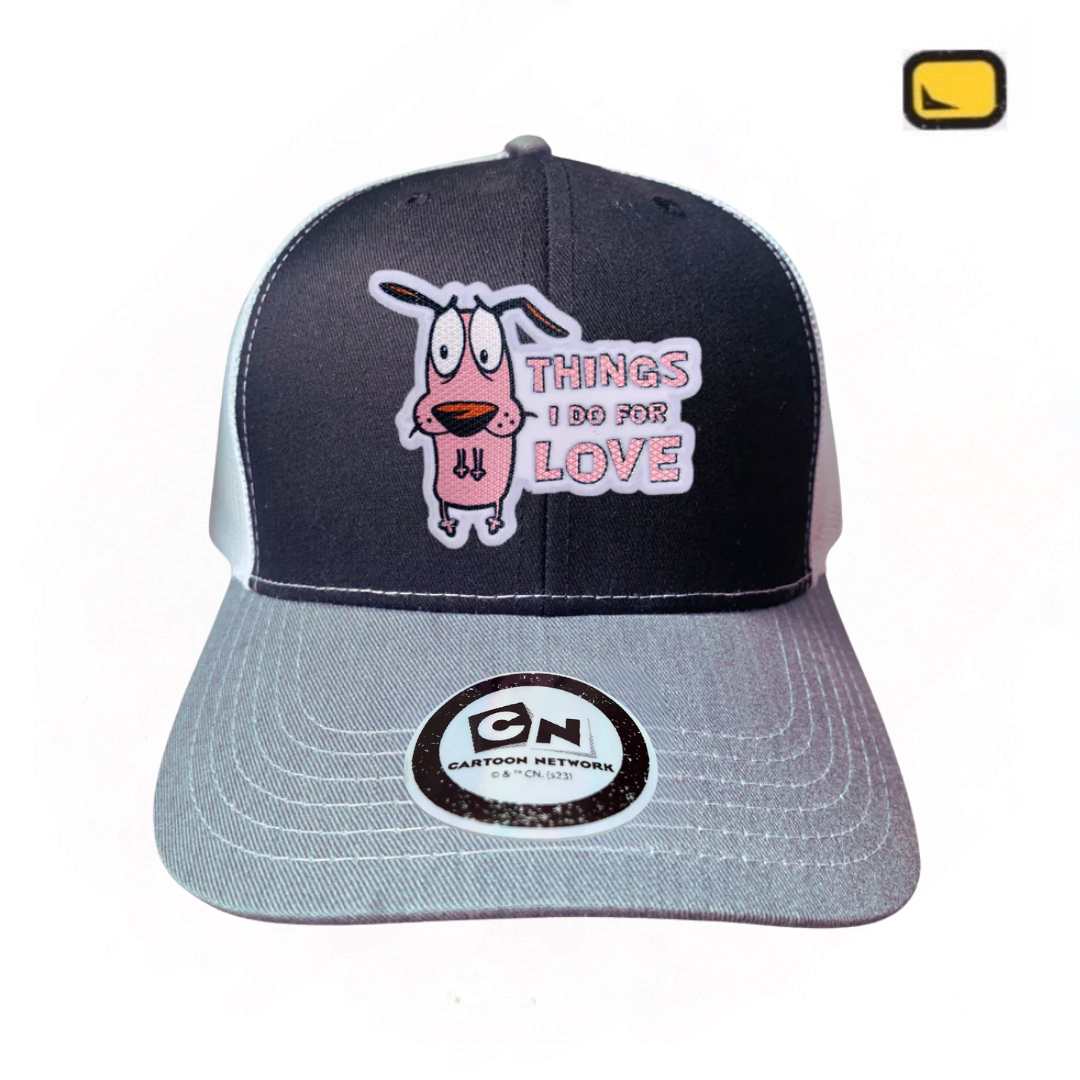 Gorra Cartoon Network Coraje el perro Cobarde “Things I Do For Love” Tricolor Premium Trucker