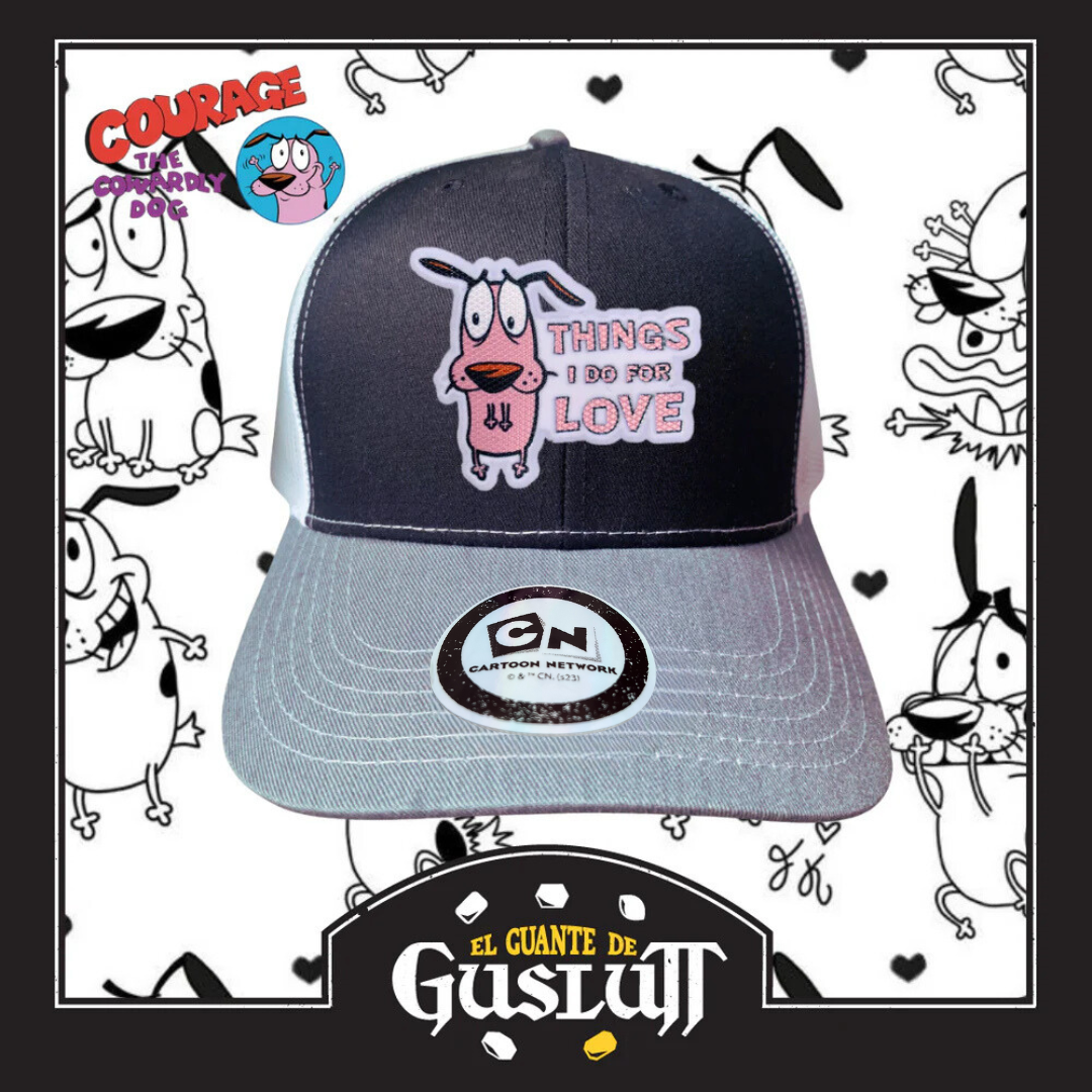 Gorra Cartoon Network Coraje el perro Cobarde “Things I Do For Love” Tricolor Premium Trucker