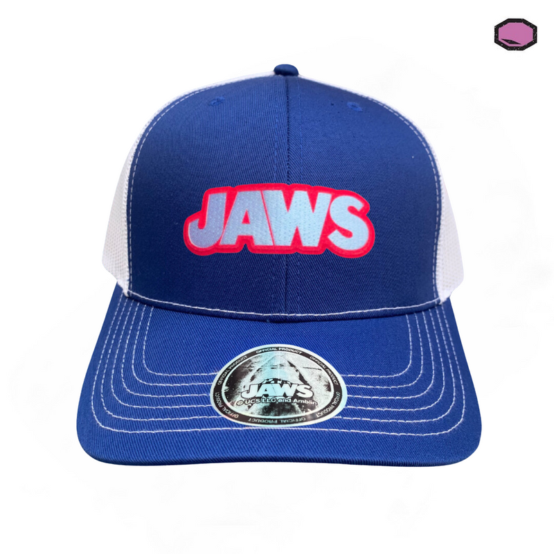 Gorra Universal Studios “Jaws Logo” Azul-Blanca Premium Trucker