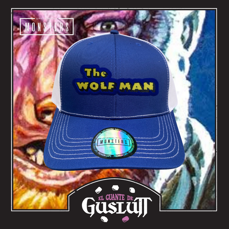 Gorra Universal Monsters “The Wolf Man” Azul-Blanca Premium Trucker