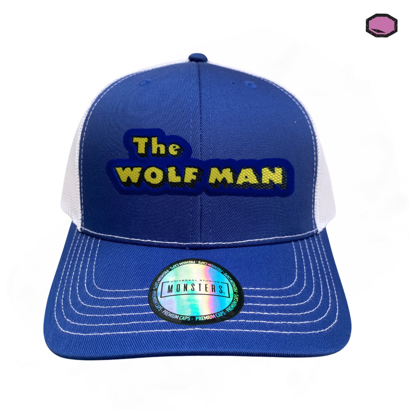 Gorra Universal Monsters “The Wolf Man” Azul-Blanca Premium Trucker